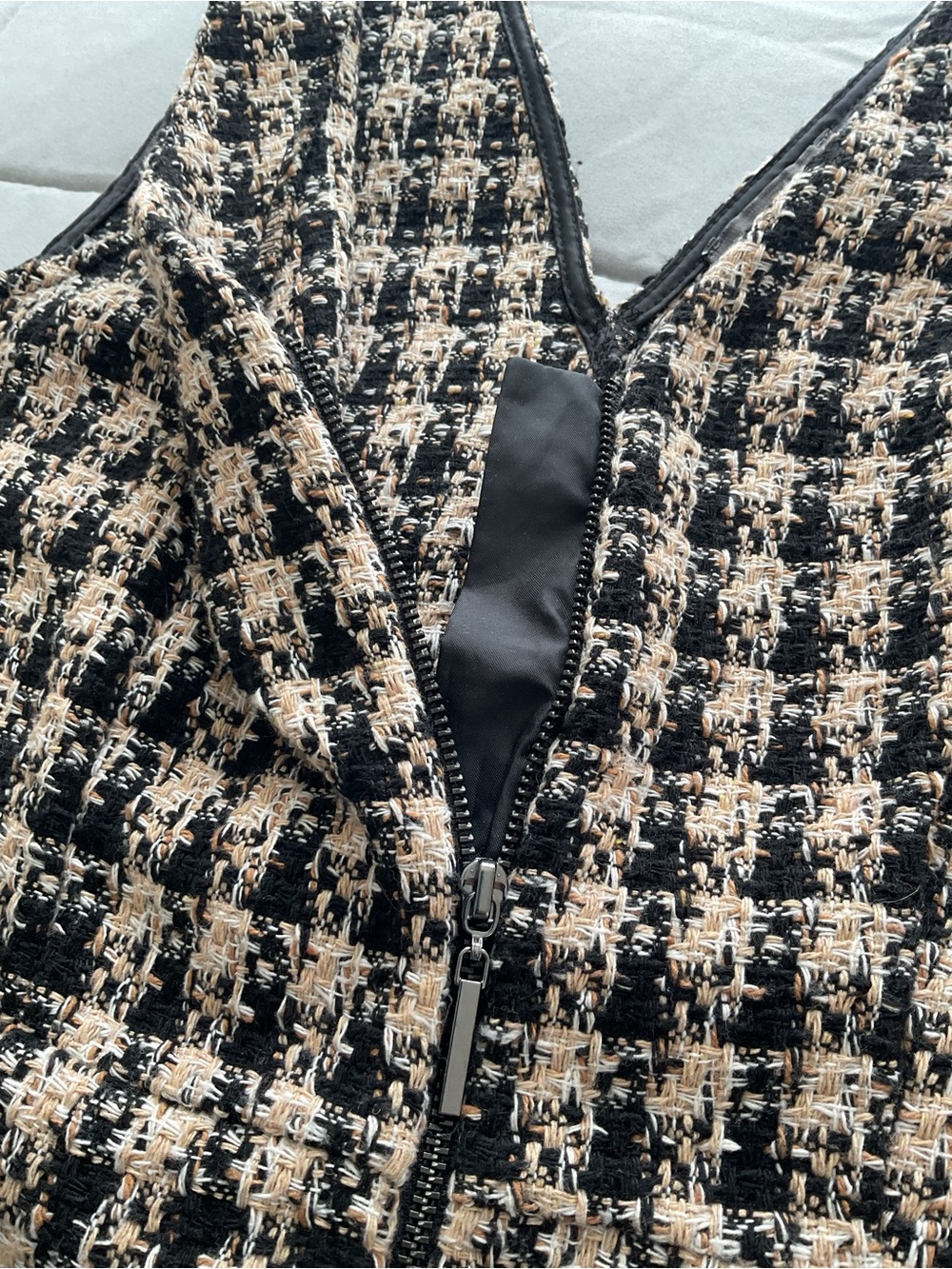 Primark Tweed Pinafore Mini Dress Black Beige Women’s Size 8 - Picture 8 of 14